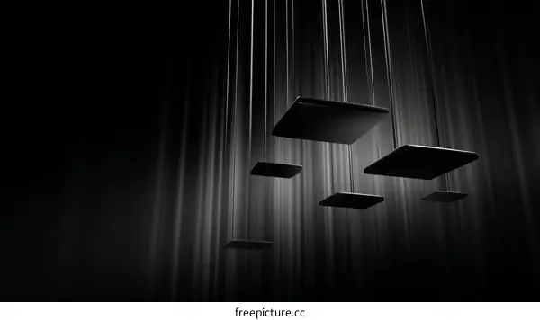 Abstract Black Square Shapes Hanging From Above