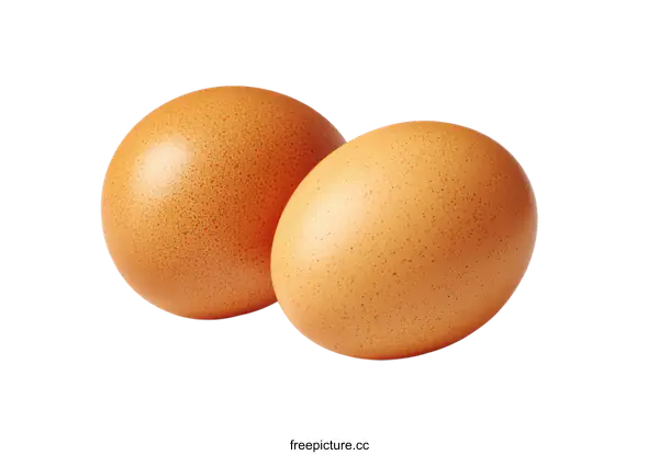 [Transparent Background PNG]Two Fresh Brown Eggs on White Background