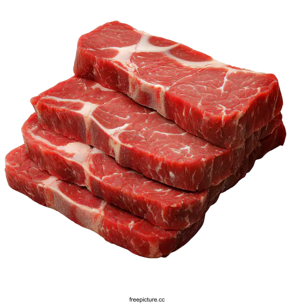 [Transparent Background PNG]Fresh Raw Beef Steak Slices