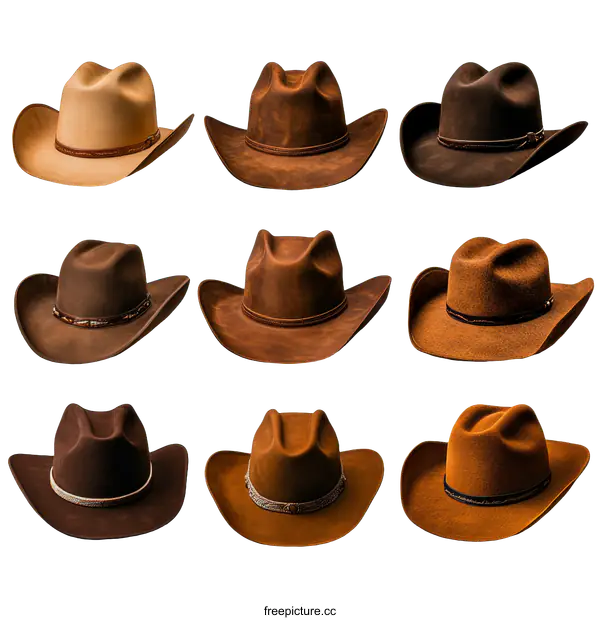 [Transparent Background PNG]Collection of Various Cowboy Hats