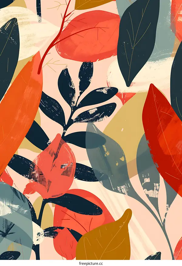 Abstract Artistic Floral Leaves Pattern