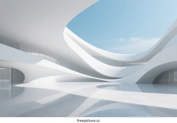 Sculptural Curved White Architecture with Reflective Surfaces
