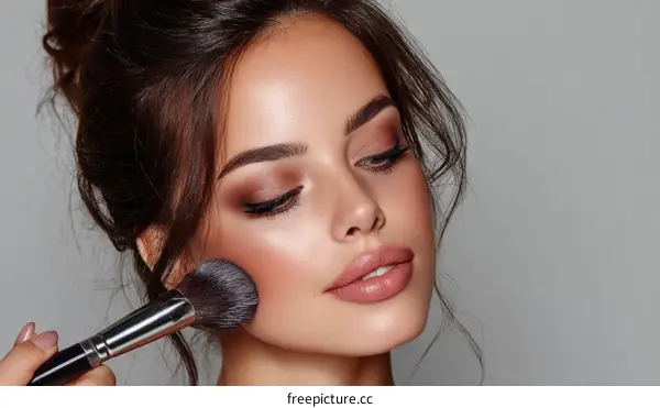 Closeup Makeup Application on a Caucasian Woman