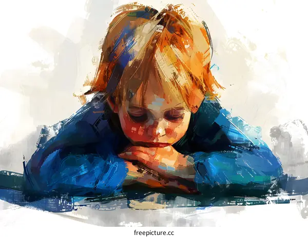 Portrait Painting of a Young Boy with Red Hair