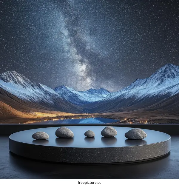 Night Sky Landscape Displaying Stones