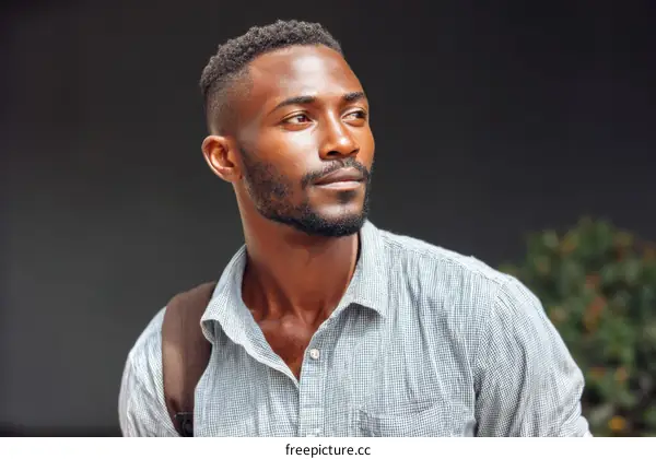 African Man Outdoors Casual Portrait