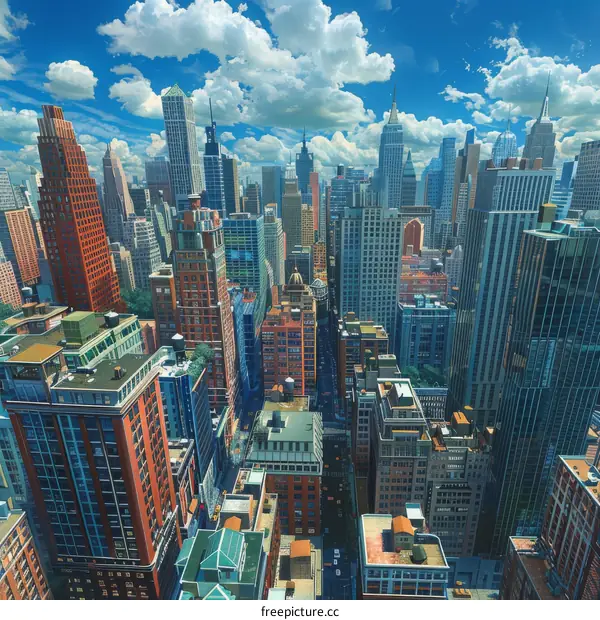 City Skyline Illustration with Skyscrapers