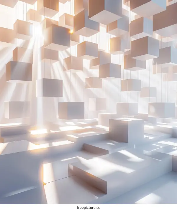 White Boxes in a White Space with a Spotlight Shining Down