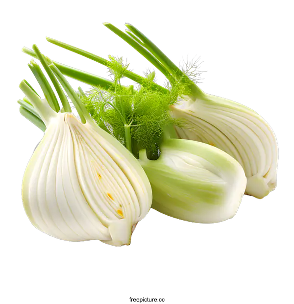 [Transparent Background PNG]Fresh fennel bulbs on white background