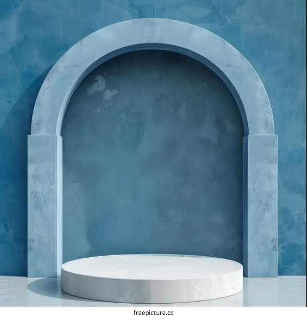 Light blue podium with archway