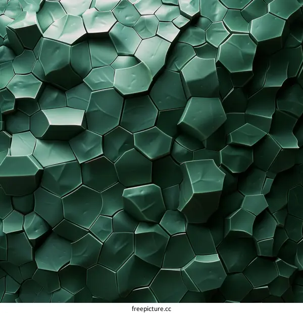 3D rendering of green crumpled plastic