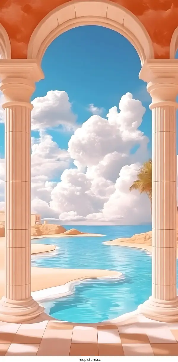 Archway View of a Tropical Paradise