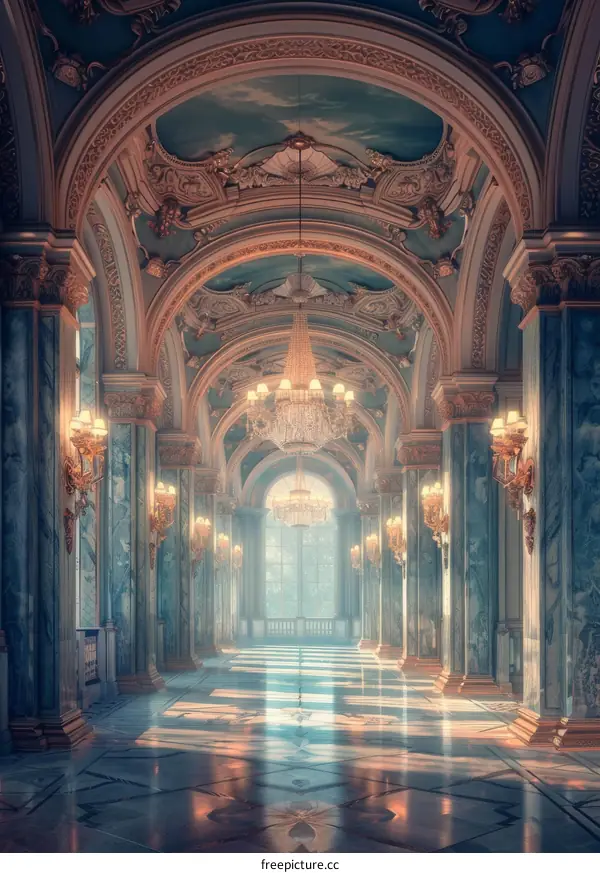 ornate marble and crystal adorned hallway