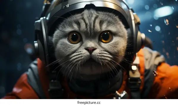 A cute cat wearing an astronaut helmet