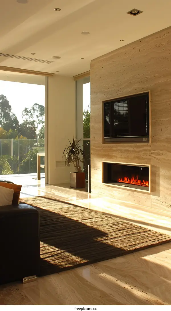 Modern Living Room Interior Design With Fireplace