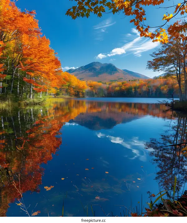 Mountain and lake in the fall