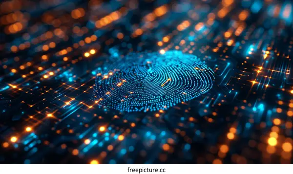 Blue fingerprint glowing in the dark