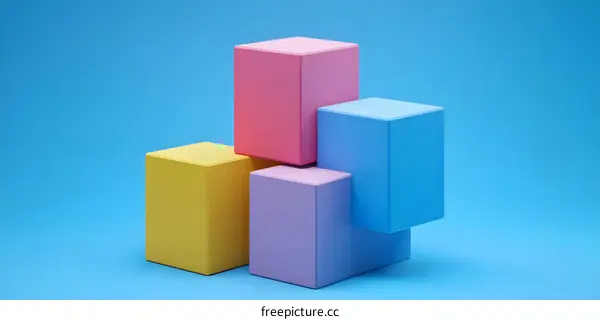 Abstract Colorful Cubes Background Minimalism