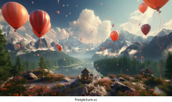 Balloons Over Misty Mountains
