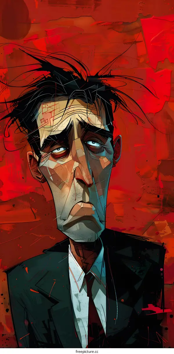 A man with a red background