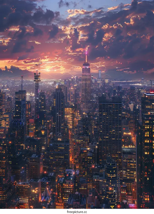 New York City Skyline at Sunset
