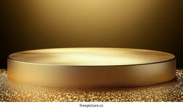 Golden Round Display Podium for Product Showcase