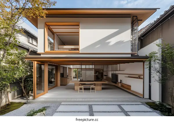 Modern Japanese Home With Sliding Doors And Open Kitchen