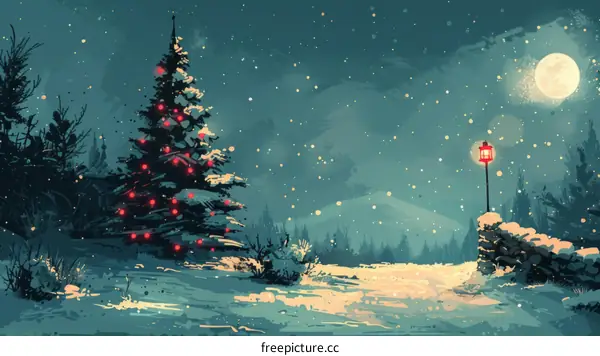 Snowy Christmas Tree Landscape