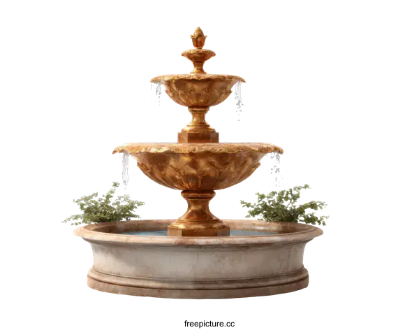 [Transparent Background PNG]Antique Golden Fountain Design Illustration