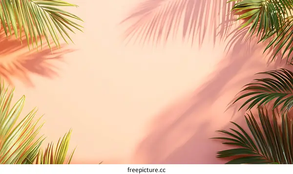 Palm Leaves Shadow On Pink Background Minimalist Summer Design