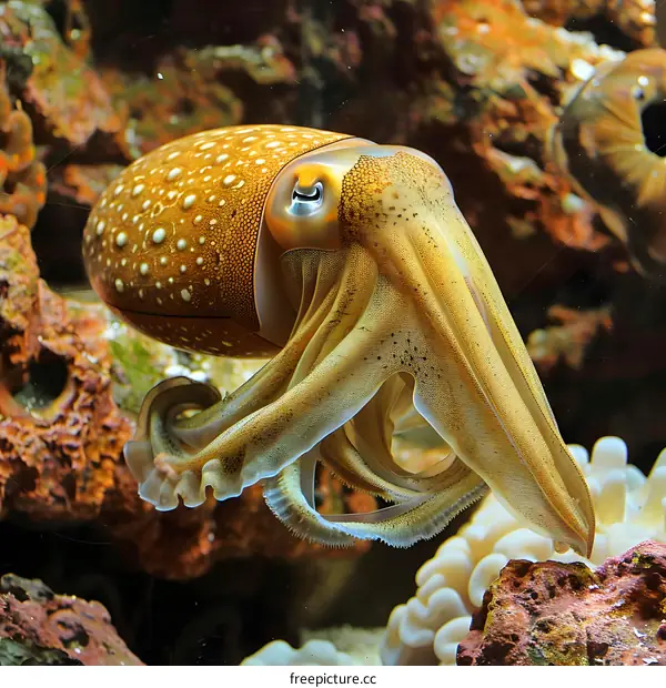 Golden Cuttlefish in Reef