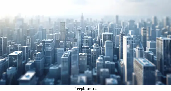 Metropolis with Towering Glass-and-Steel Architecture