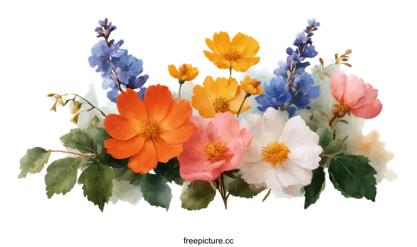 [Transparent Background PNG]Colorful Floral Bouquet Illustration