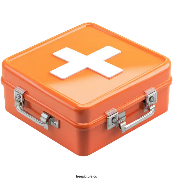 [Transparent Background PNG]Orange First Aid Kit Illustration