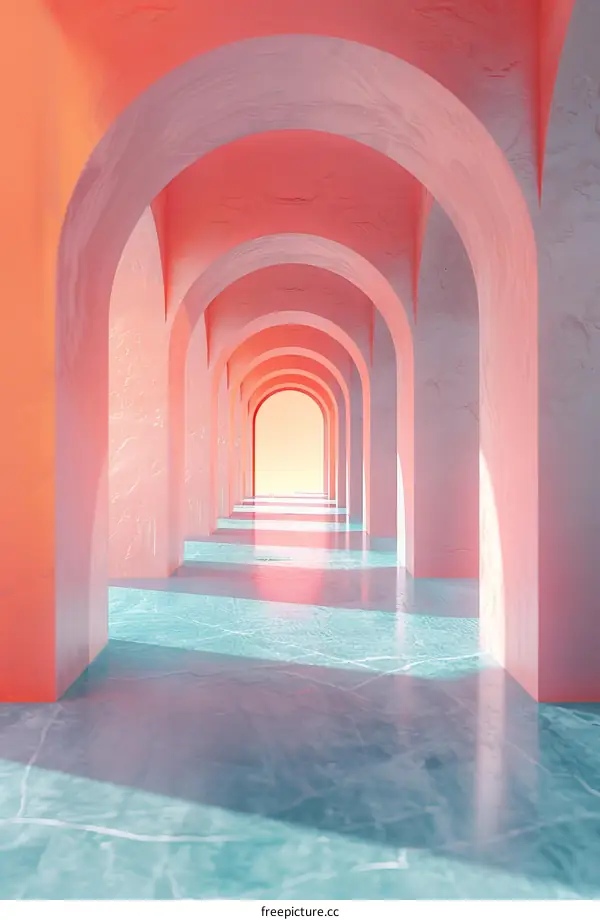 Pink and Blue Dreamlike Tunnel
