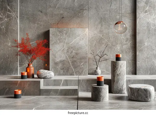 Modern Minimalist Marble Interior Design Scene