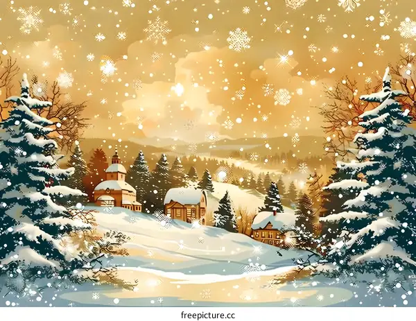 Christmas Village in Snowy Season