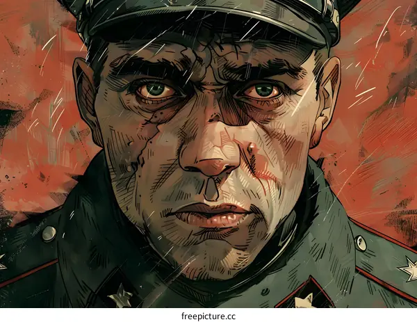 Portrait of a Russian Soldier in a Military Uniform