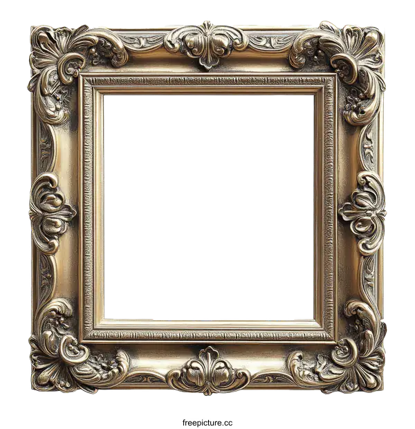 [Transparent Background PNG]Ornate Gold Picture Frame