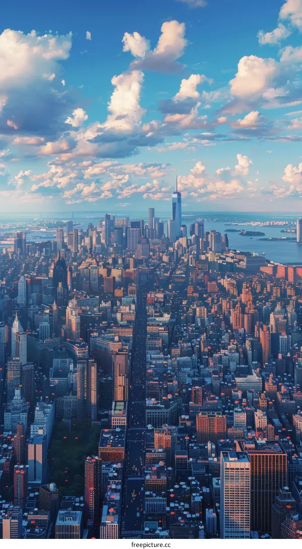 New York City Skyline with Clouds
