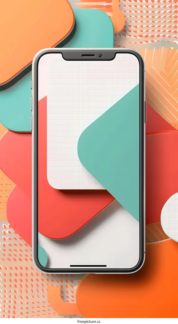 Modern Phone Mockup with Abstract Shapes Design