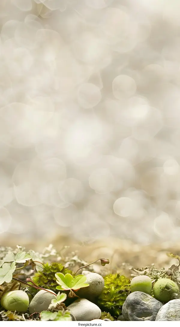 Green Leaves and Stones with Bokeh Background