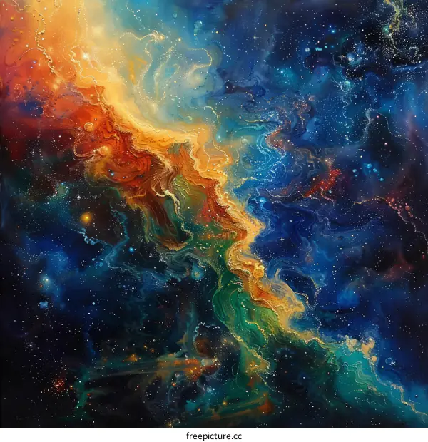 Vibrant Nebula and Starry Cosmos