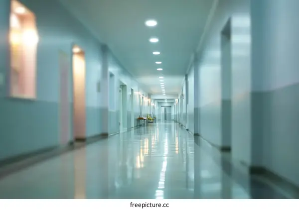 Empty Hospital Corridor Interior Shot