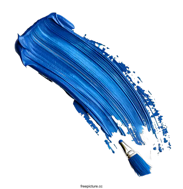 [Transparent Background PNG]Abstract Blue Paint Stroke with Brush