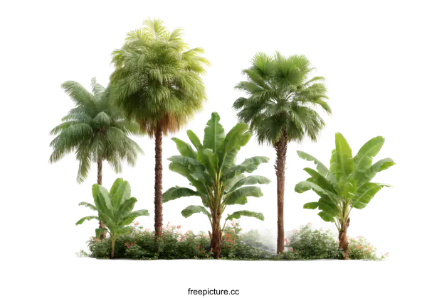 [Transparent Background PNG]Tropical Plants Isolated on White Background