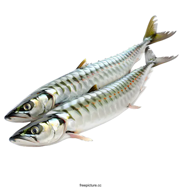 [Transparent Background PNG]Two mackerels on a white background
