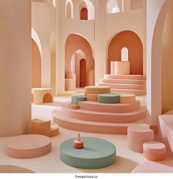 Abstract 3D Render of Modern Minimalist Interior Design