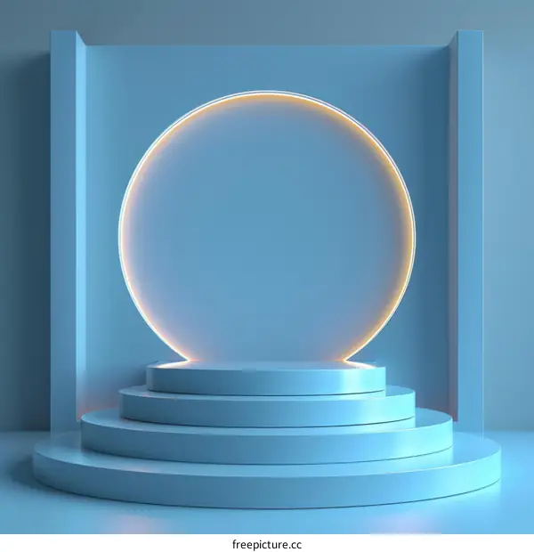 Blue Glowing Circle Podium