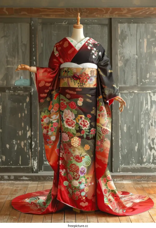 A kimono with a floral pattern